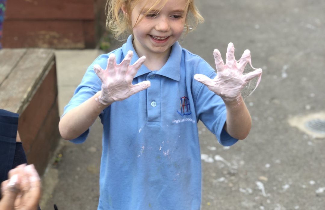 girl with slime on her hands