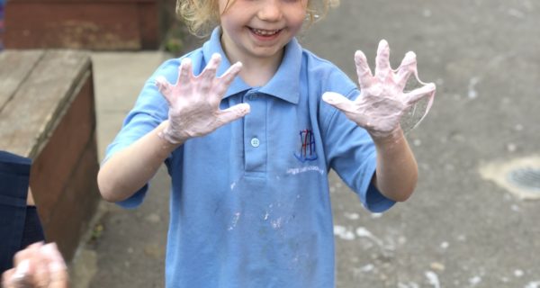 girl with slime on her hands