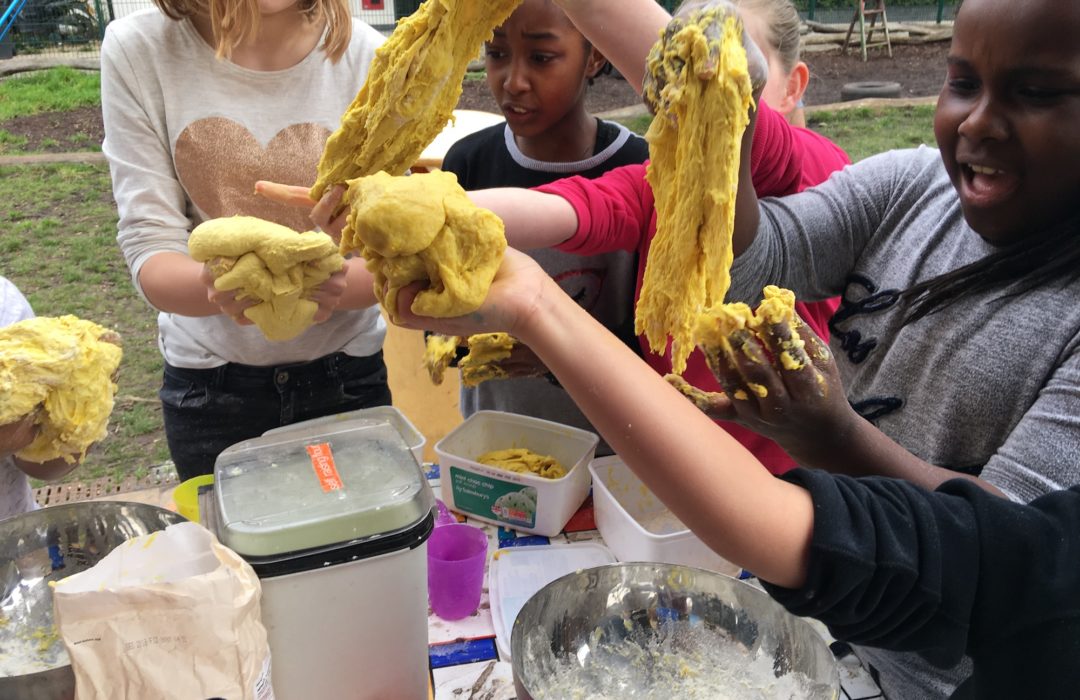 children making a dough